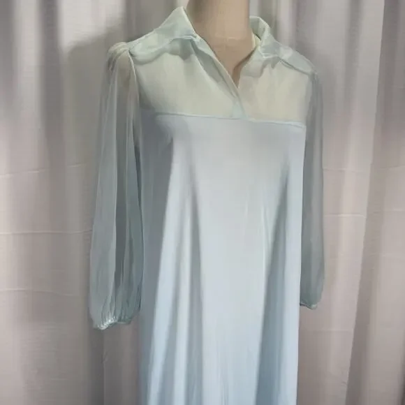 Vintage Miss Dior Long Nightgown Christian Dior Blue Size Medium Romantic